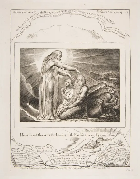 Framed Print : The Vision of God, from Illustrations of the Book of Job, 1825-26. Creator: William Blake Framed Print : The Vision of God, from Illustrations of the Book of Job, 1825-26. Creator: William Blake