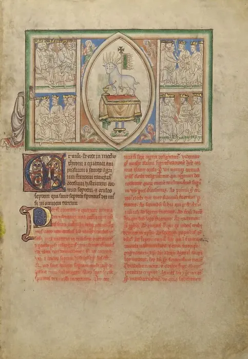Framed Print : The Vision of the Lamb in the Midst of the Four Living Creatures and the Twenty... about 1255-1260. Creator: Unknown Framed Print : The Vision of the Lamb in the Midst of the Four Living Creatures and the Twenty... about 1255-1260. Creator: Unknown