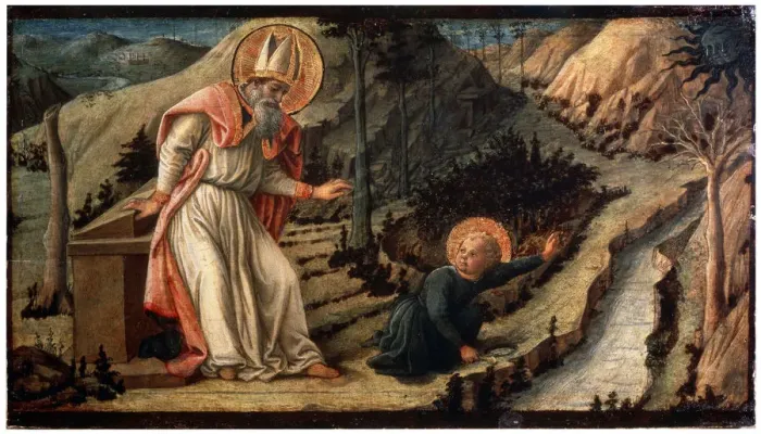 Framed Print : The Vision of Saint Augustine, between 1452 and 1465. Artist: Filippo Lippi Framed Print : The Vision of Saint Augustine, between 1452 and 1465. Artist: Filippo Lippi