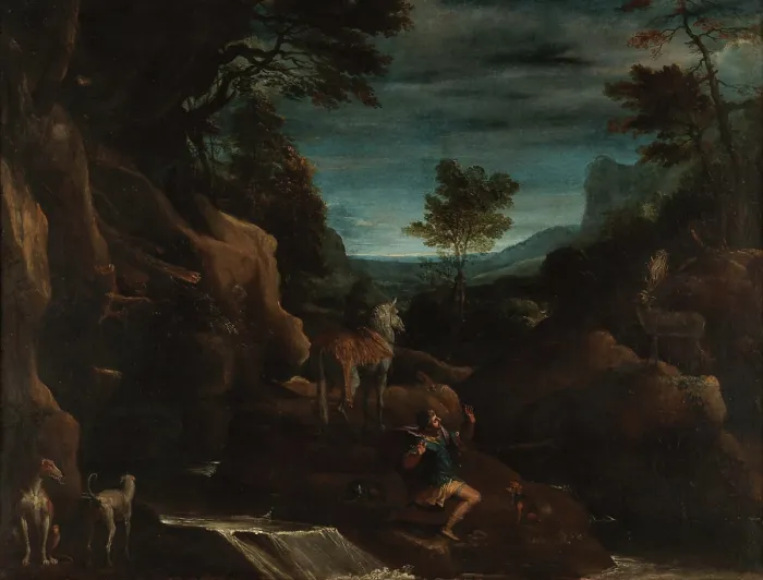 Framed Print : The Vision of Saint Eustace, 1585-1586. Creator: Carracci, Annibale (1560-1609) Framed Print : The Vision of Saint Eustace, 1585-1586. Creator: Carracci, Annibale (1560-1609)