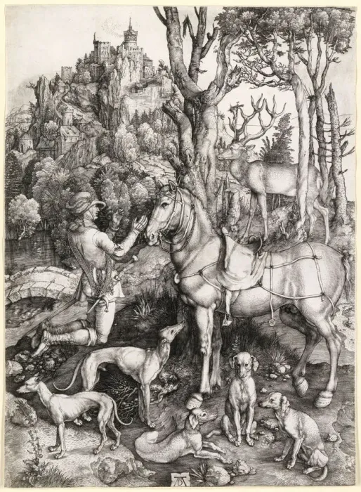 Framed Print : The Vision of Saint Eustace, c. 1501. Artist: Durer, Albrecht (1471-1528) Framed Print : The Vision of Saint Eustace, c. 1501. Artist: Durer, Albrecht (1471-1528)