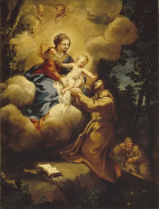 Framed Print : The vision of Saint Francis, 1640s. Artist: Cortona, Pietro da (1596-1669) Framed Print : The vision of Saint Francis, 1640s. Artist: Cortona, Pietro da (1596-1669)