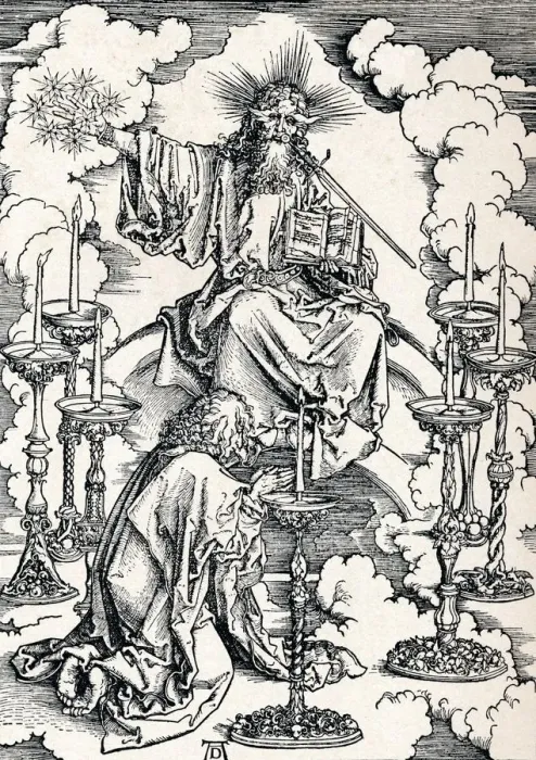 Framed Print : The Vision of the Seven Candlesticks, 1498 (1906). Artist: Albrecht Durer Framed Print : The Vision of the Seven Candlesticks, 1498 (1906). Artist: Albrecht Durer