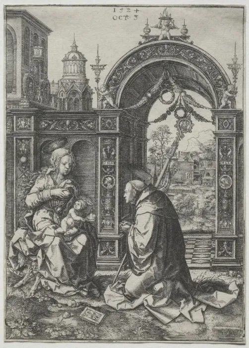 Framed Print : The Vision of St. Bernard, 1524. Creator: Dirk Vellert (Netherlandish, 1480 / 85-1547) Framed Print : The Vision of St. Bernard, 1524. Creator: Dirk Vellert (Netherlandish, 1480 / 85-1547)