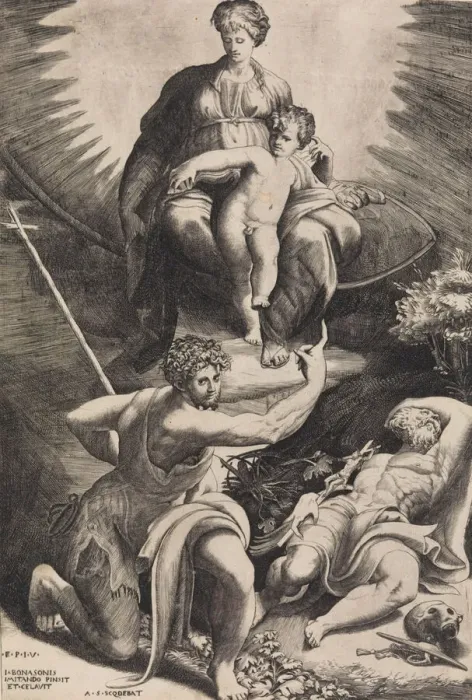 Framed Print : The Vision of St. Jerome. Creator: Giulio Bonasone Framed Print : The Vision of St. Jerome. Creator: Giulio Bonasone