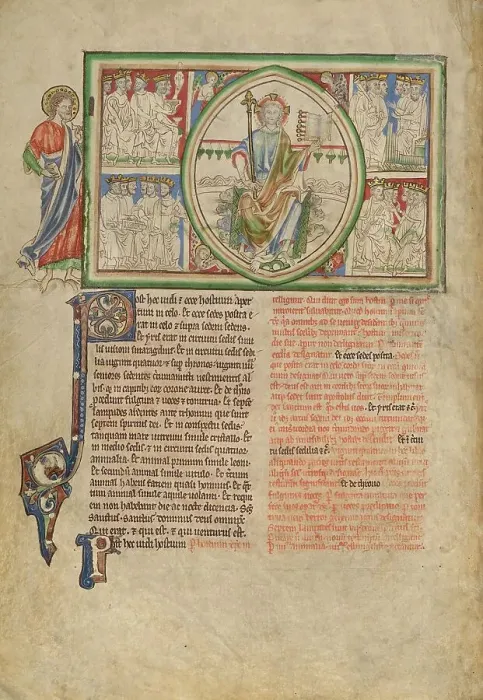 Framed Print : The Vision of the Throne of God and the Twenty-Four Elders; Dyson Perrins Apocalypse, about 1255-60. Creator: Unknown Framed Print : The Vision of the Throne of God and the Twenty-Four Elders; Dyson Perrins Apocalypse, about 1255-60. Creator: Unknown