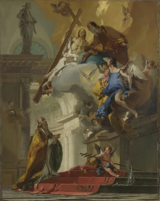 Framed Print : A Vision of the Trinity appearing to Pope Saint Clement, ca 1735-1739. Creator: Tiepolo, Giambattista (1696-1770) Framed Print : A Vision of the Trinity appearing to Pope Saint Clement, ca 1735-1739. Creator: Tiepolo, Giambattista (1696-1770)