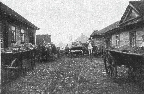 Visions de guerre sur le front russe; chars transportant des grands blesses, 1916. Creator: L.H Grondijs