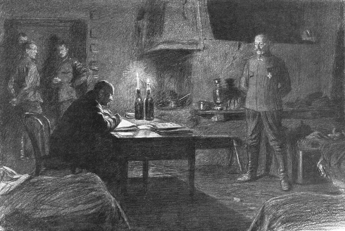 Framed Print : Visions de guerre sur le front Russe; …pendant qu'interrompant sa marche de fauve en... 1916. Creator: Unknown Framed Print : Visions de guerre sur le front Russe; …pendant qu'interrompant sa marche de fauve en... 1916. Creator: Unknown