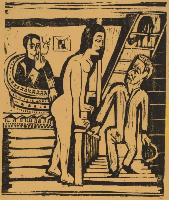 Framed Print : The Visit, 1923. Creator: Ernst Kirchner Framed Print : The Visit, 1923. Creator: Ernst Kirchner