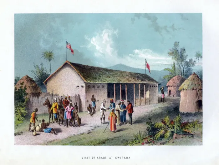 Framed Print : Visit of Arabs at Kwirara, (c1875) Framed Print : Visit of Arabs at Kwirara, (c1875)
