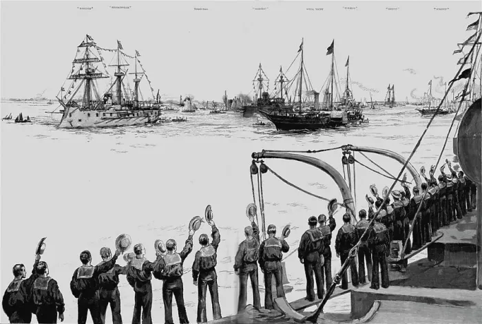 Framed Print : The Visit of the French Fleet: The Review at Spithead by HM The Queen, 1891 Creator: Unknown Framed Print : The Visit of the French Fleet: The Review at Spithead by HM The Queen, 1891 Creator: Unknown