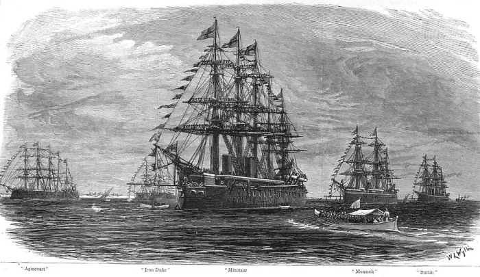 Framed Print : Visit of the King of Portugal to the Channel Squadron off Lisbon, 1886. Creator: Unknown Framed Print : Visit of the King of Portugal to the Channel Squadron off Lisbon, 1886. Creator: Unknown
