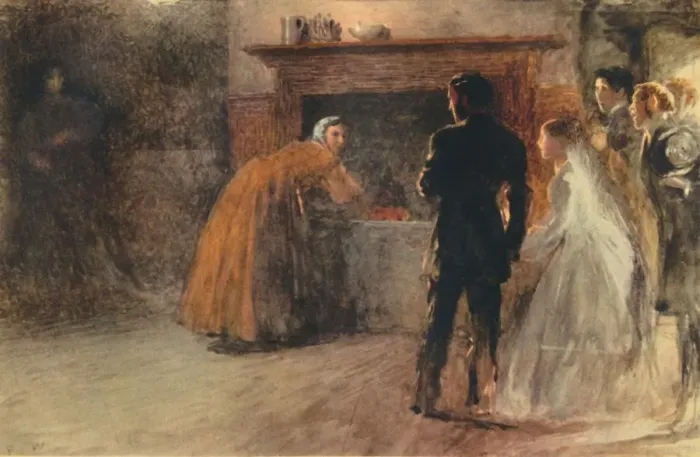 Framed Print : The Visit to the Mad Woman After The Interrupted Marriage, c1870, (1942). Creator: Fred Walker Framed Print : The Visit to the Mad Woman After The Interrupted Marriage, c1870, (1942). Creator: Fred Walker
