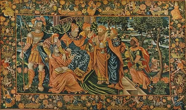Visit of the Magi to Herod: Elizabethan Petit-Point Panel, c16th century