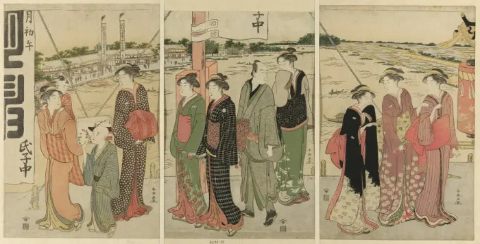 Framed Print : Visit to the Masaki Inari Shrine, 1786. Creator: Katsukawa Shuncho Framed Print : Visit to the Masaki Inari Shrine, 1786. Creator: Katsukawa Shuncho