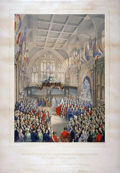 Framed Print : Visit of Napoleon III and the Empress Eugenie of France, Guildhall, City of London, 1855 Framed Print : Visit of Napoleon III and the Empress Eugenie of France, Guildhall, City of London, 1855