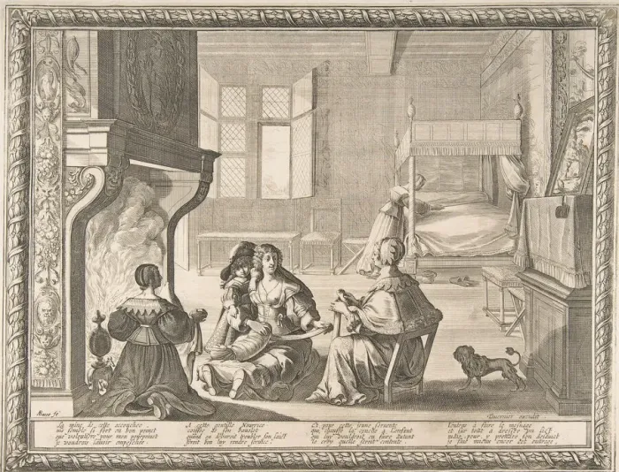 Framed Print : Visit of the Nursemaid, 1633. Creator: Abraham Bosse Framed Print : Visit of the Nursemaid, 1633. Creator: Abraham Bosse