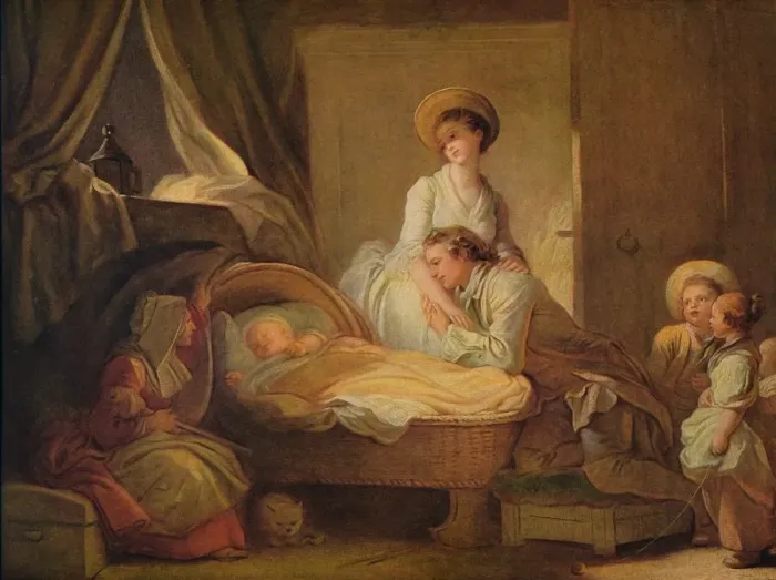 Framed Print : The Visit to the Nursery, c1775. Artist: Jean-Honore Fragonard