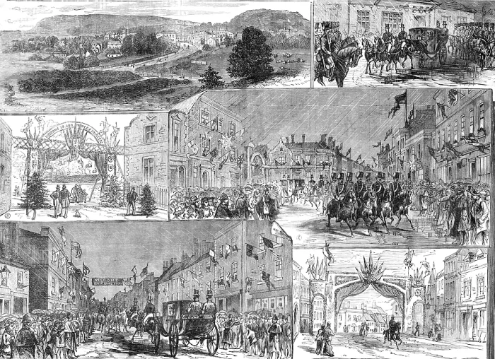 Framed Print : Visit of the Prince and Princess of Wales to Longleat: sketches at Warminster, 1881. Creator: Unknown Framed Print : Visit of the Prince and Princess of Wales to Longleat: sketches at Warminster, 1881. Creator: Unknown
