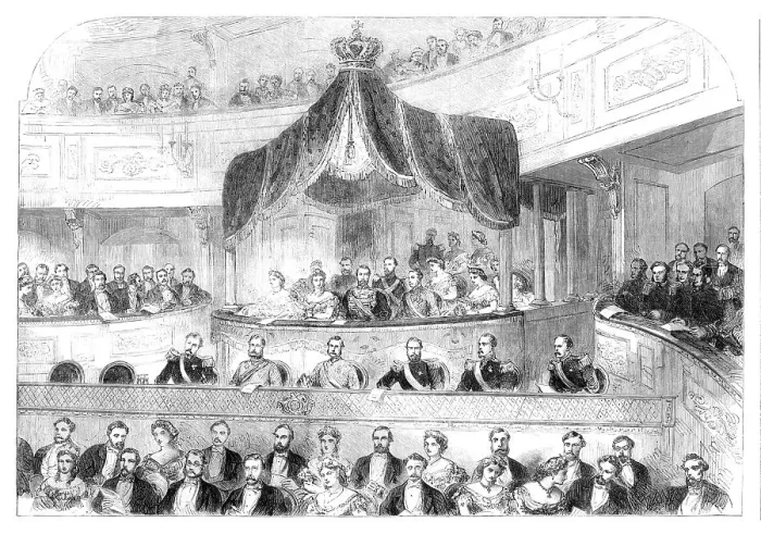 Framed Print : Visit of the Prince and Princess of Wales to Sweden:at the Theatre Royal, Stockholm... 1864. Creator: Unknown