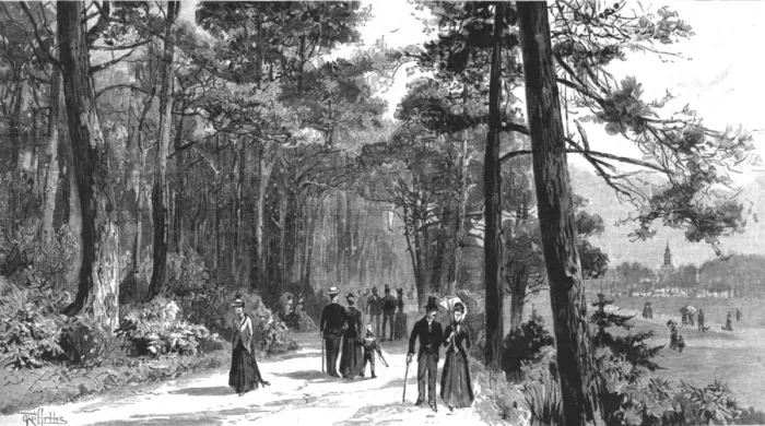 Framed Print : Visit of the Prince of Wales to Bournemouth; The Invalids Walk in Public Gardens, 1890. Creator: Unknown Framed Print : Visit of the Prince of Wales to Bournemouth; The Invalids Walk in Public Gardens, 1890. Creator: Unknown