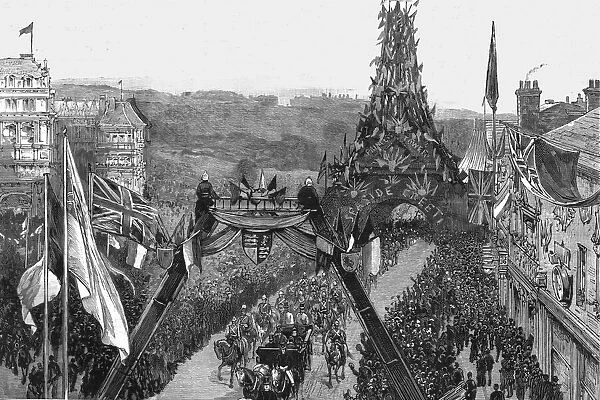 Visit of the Prince of Wales to Bournemouth; The Royal Procession passing under the... 1890. Creator: Unknown