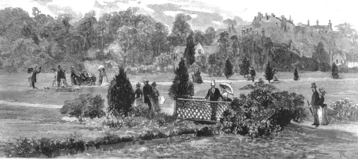Framed Print : Visit of the Prince of Wales to Bournemouth; view in the Public Gardens, 1890. Creator: Unknown Framed Print : Visit of the Prince of Wales to Bournemouth; view in the Public Gardens, 1890. Creator: Unknown