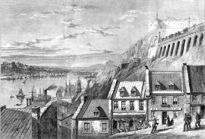 Framed Print : The Visit of the Prince of Wales to Canada - the Citadel of Quebec, from Prescott Gate.... 1860. Creator: Richard Principal Leitch Framed Print : The Visit of the Prince of Wales to Canada - the Citadel of Quebec, from Prescott Gate.... 1860. Creator: Richard Principal Leitch