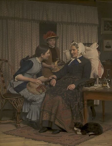 Visit to a sick old woman, 1884. Creator: Frederik Vermehren