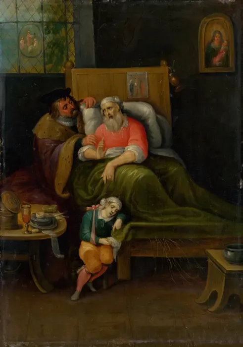 Framed Print : To Visit the Sick (Seven Works of Mercy), c. 1620. Creator: Francken, Frans, the Younger Framed Print : To Visit the Sick (Seven Works of Mercy), c. 1620. Creator: Francken, Frans, the Younger