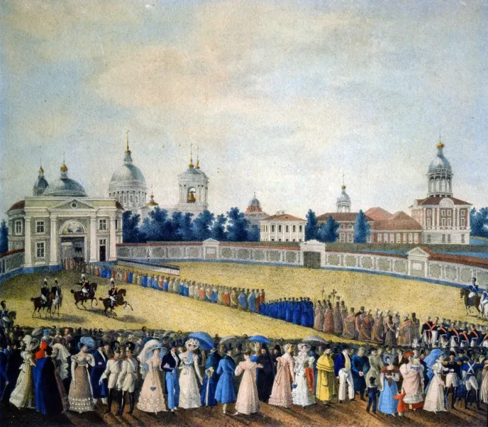 Framed Print : Visit of Tsar Alexander I to the Alexander Nevsky Monastery, 1821. Artist: Russian Master Framed Print : Visit of Tsar Alexander I to the Alexander Nevsky Monastery, 1821. Artist: Russian Master