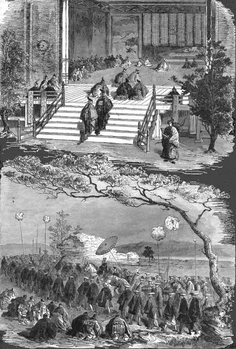 Framed Print : Visit of the Tycoon to the Mikado, at Kioto; A European Sojourn in Japan, 1875. Creator: Unknown Framed Print : Visit of the Tycoon to the Mikado, at Kioto; A European Sojourn in Japan, 1875. Creator: Unknown