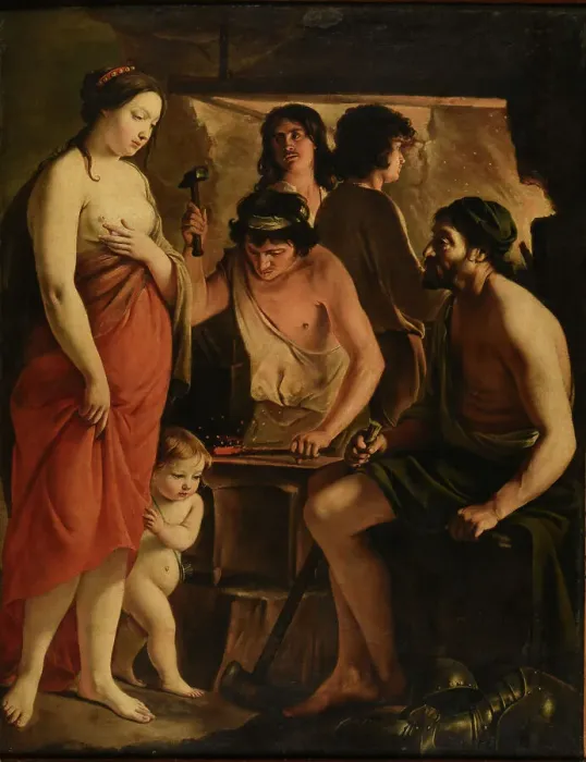 Framed Print : The Visit of Venus to Vulcan, 1641. Creator: Le Nain, Antoine (1588-1648) Framed Print : The Visit of Venus to Vulcan, 1641. Creator: Le Nain, Antoine (1588-1648)