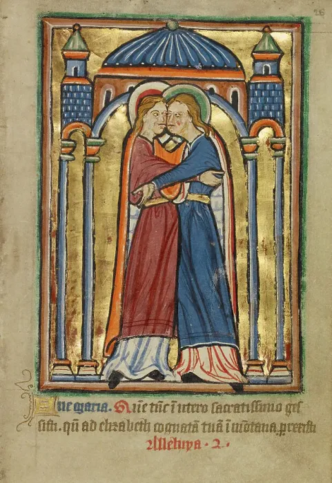 Framed Print : The Visitation, about 1190-1200; text added about 1480-1490. Creator: Unknown