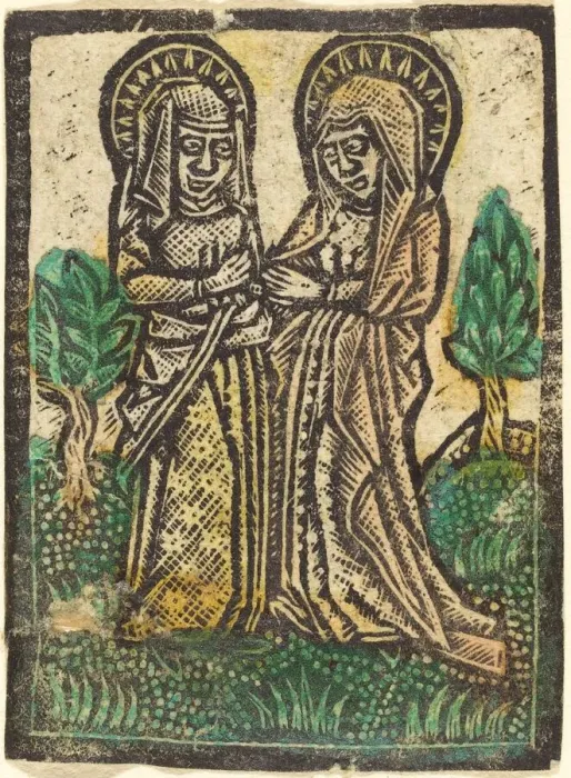 Framed Print : The Visitation, 1460 / 1480. Creator: Workshop of the Master of the Aachen Madonna Framed Print : The Visitation, 1460 / 1480. Creator: Workshop of the Master of the Aachen Madonna