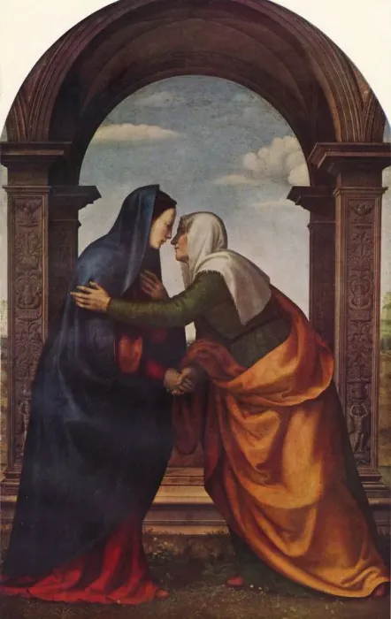 Framed Print : The Visitation, 1503, (1938). Artist: Mariotto di Bigio di Bindo Albertinelli Framed Print : The Visitation, 1503, (1938). Artist: Mariotto di Bigio di Bindo Albertinelli