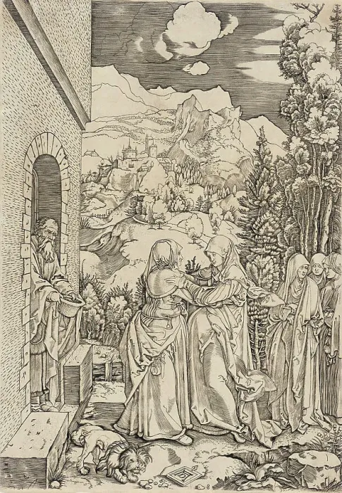 Framed Print : The Visitation, between 1505 and 1515. Creators: Marcantonio Raimondi, Albrecht Durer Framed Print : The Visitation, between 1505 and 1515. Creators: Marcantonio Raimondi, Albrecht Durer