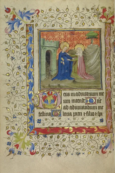 Framed Print : The Visitation; Book of Hours, about 1400-1410. Creator: Unknown Framed Print : The Visitation; Book of Hours, about 1400-1410. Creator: Unknown