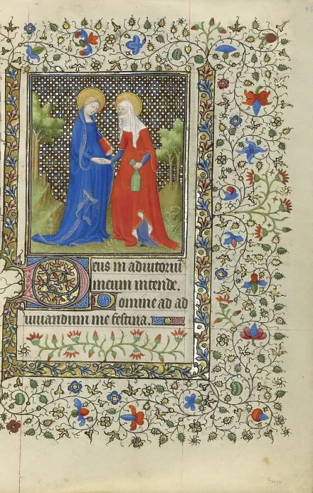 Framed Print : The Visitation; Book of Hours, about 1415-1420. Creators: Boucicaut Master, Workshop of the Boucicaut Master Framed Print : The Visitation; Book of Hours, about 1415-1420. Creators: Boucicaut Master, Workshop of the Boucicaut Master
