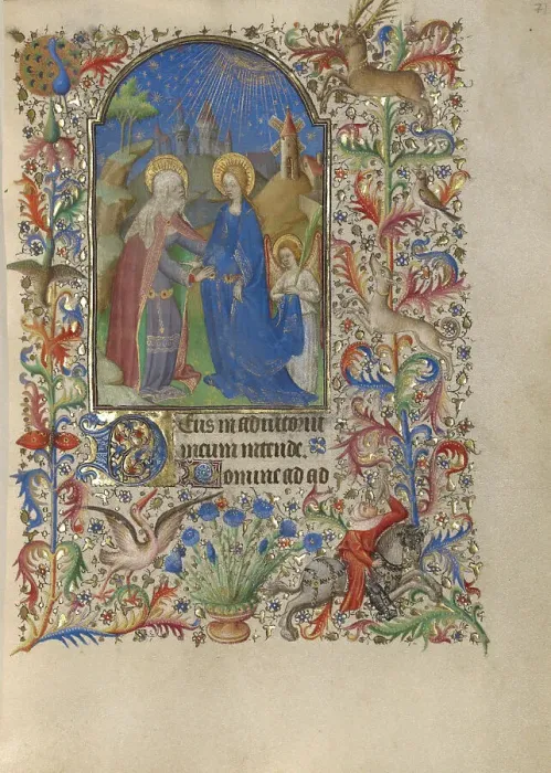 Framed Print : The Visitation; Book of Hours, about 1420. Creator: Unknown Framed Print : The Visitation; Book of Hours, about 1420. Creator: Unknown