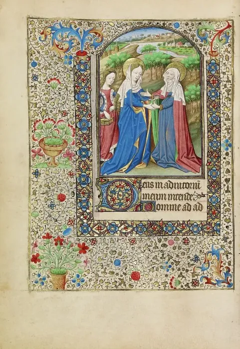 Framed Print : The Visitation; Book of Hours, about 1440-1450. Creator: Workshop of the Bedford Master Framed Print : The Visitation; Book of Hours, about 1440-1450. Creator: Workshop of the Bedford Master