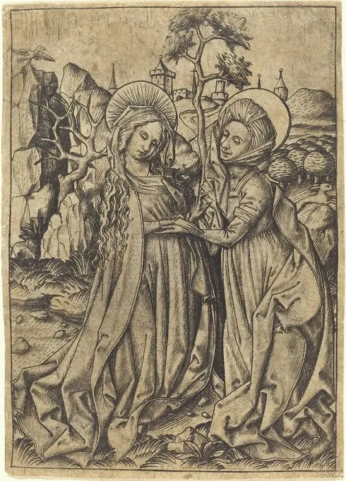 Framed Print : The Visitation, c. 1450 / 1460. Creator: Master ES Framed Print : The Visitation, c. 1450 / 1460. Creator: Master ES
