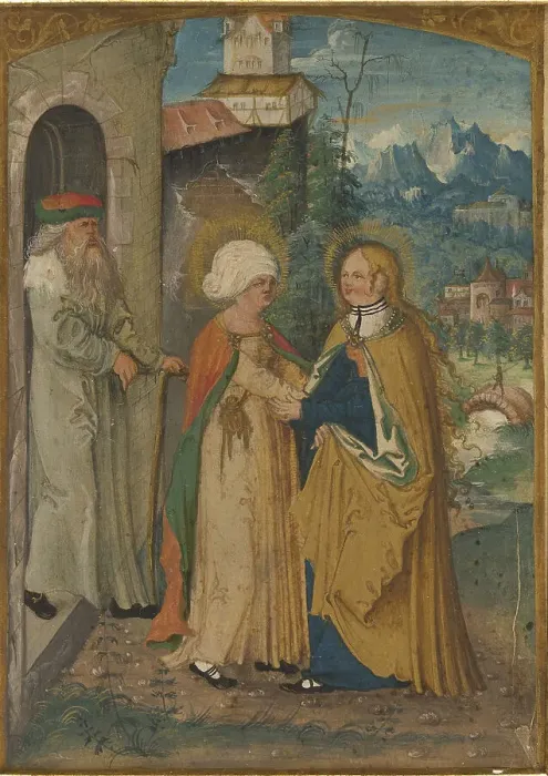 Framed Print : The Visitation, c. 1525. Creator: Master of the Munich Saint John on Patmos Framed Print : The Visitation, c. 1525. Creator: Master of the Munich Saint John on Patmos