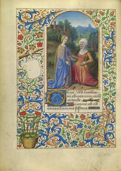 Framed Print : The Visitation; Katherine Hours, about 1480-1485. Creator: Jean Bourdichon Framed Print : The Visitation; Katherine Hours, about 1480-1485. Creator: Jean Bourdichon