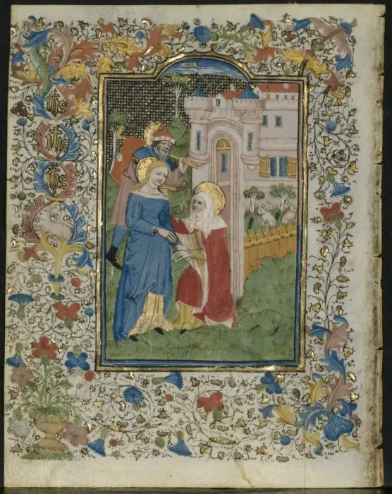 Framed Print : The Visitation: Leaf from a Book of Hours (5 of 6 Excised Leaves), c. 1420. Creator Framed Print : The Visitation: Leaf from a Book of Hours (5 of 6 Excised Leaves), c. 1420. Creator