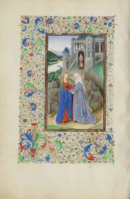 Framed Print : The Visitation; Llangattock Hours, 1450s. Creator: Master of the Llangattock Hours Framed Print : The Visitation; Llangattock Hours, 1450s. Creator: Master of the Llangattock Hours
