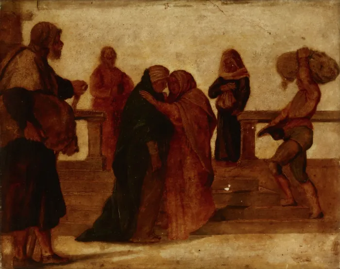 Framed Print : Visitation to St Elizabeth, 1st half of 17th century Creator: Unknown Framed Print : Visitation to St Elizabeth, 1st half of 17th century Creator: Unknown