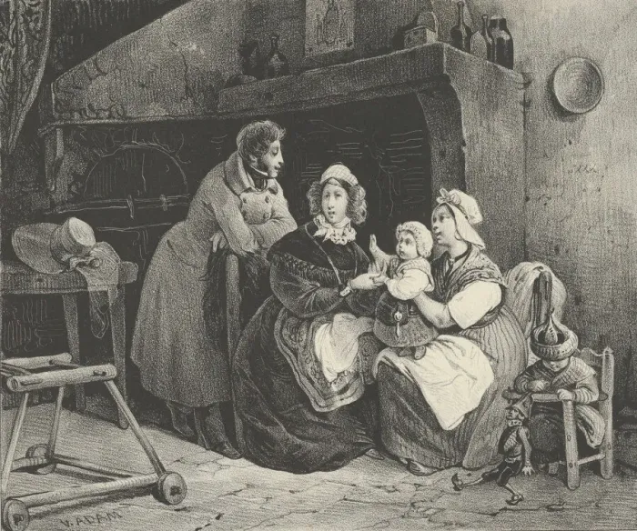 Framed Print : Visite Chez la Nourrice (Visit to the Wetnurse) (from Journal l Artiste), 19th century Framed Print : Visite Chez la Nourrice (Visit to the Wetnurse) (from Journal l Artiste), 19th century