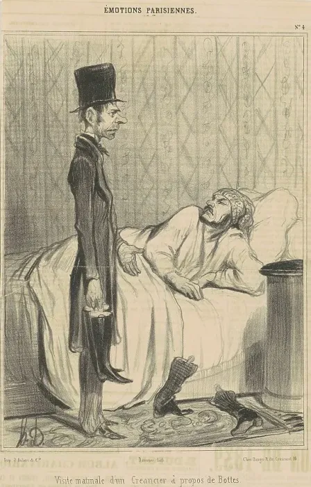 Framed Print : Visite matinale d'un créancier, 19th century. Creator: Honore Daumier Framed Print : Visite matinale d'un créancier, 19th century. Creator: Honore Daumier